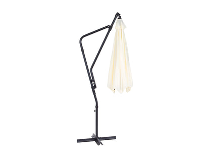 10ft cantilever patio umbrella in warm white with tilting feature, sturdy aluminum frame, and UV-resistant canopy, perfect for outdoor shading and garden decor.