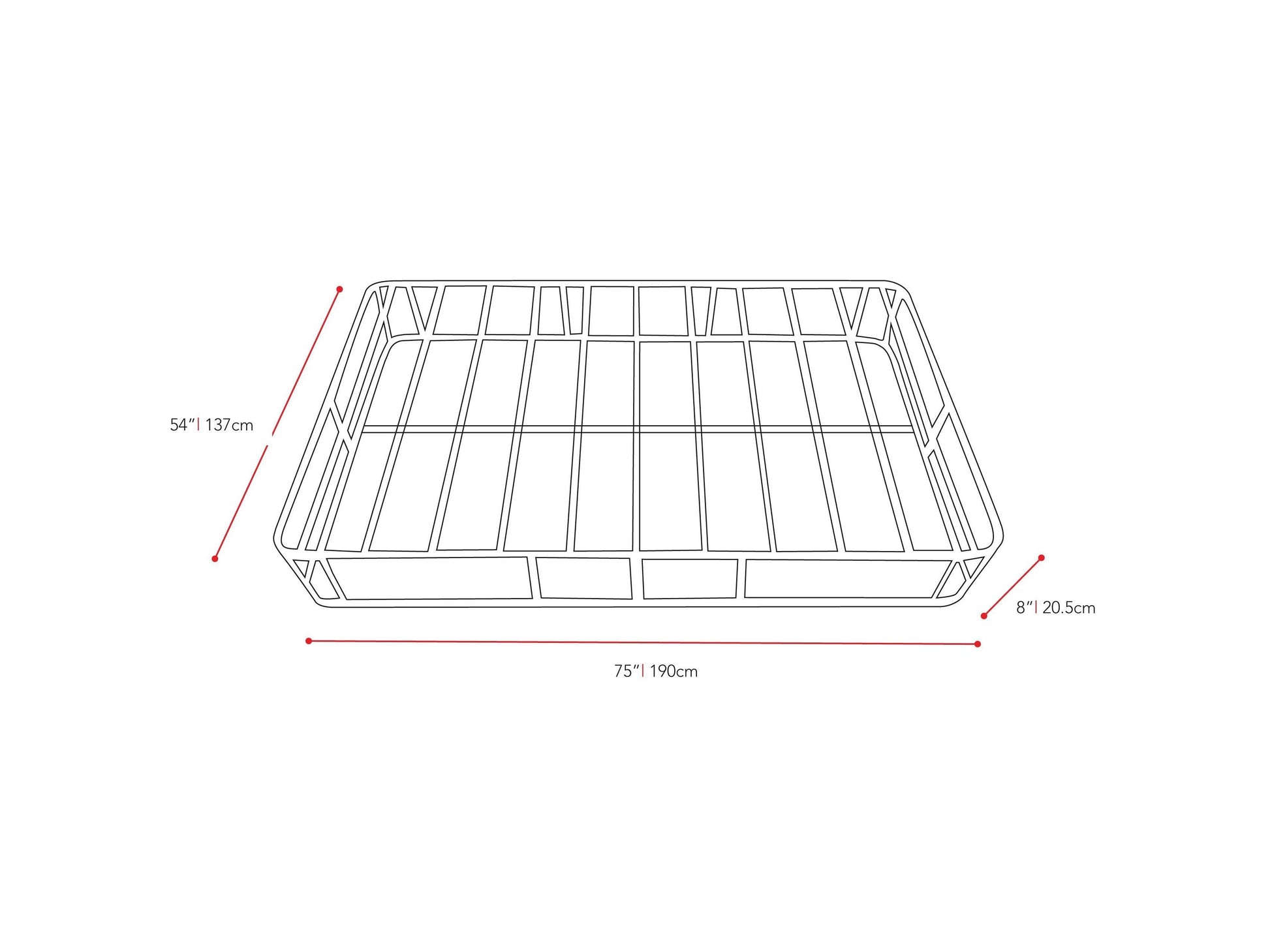 Full / Double Box Spring measurements diagram by CorLiving