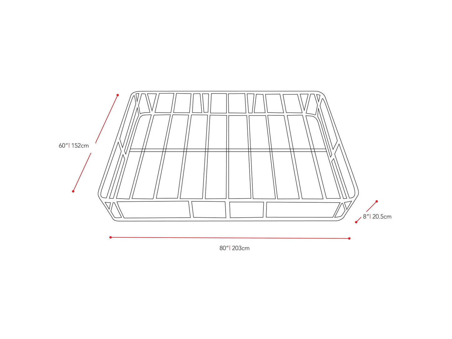 Queen Box Spring, Ready-to-Assemble measurements diagram by CorLiving
