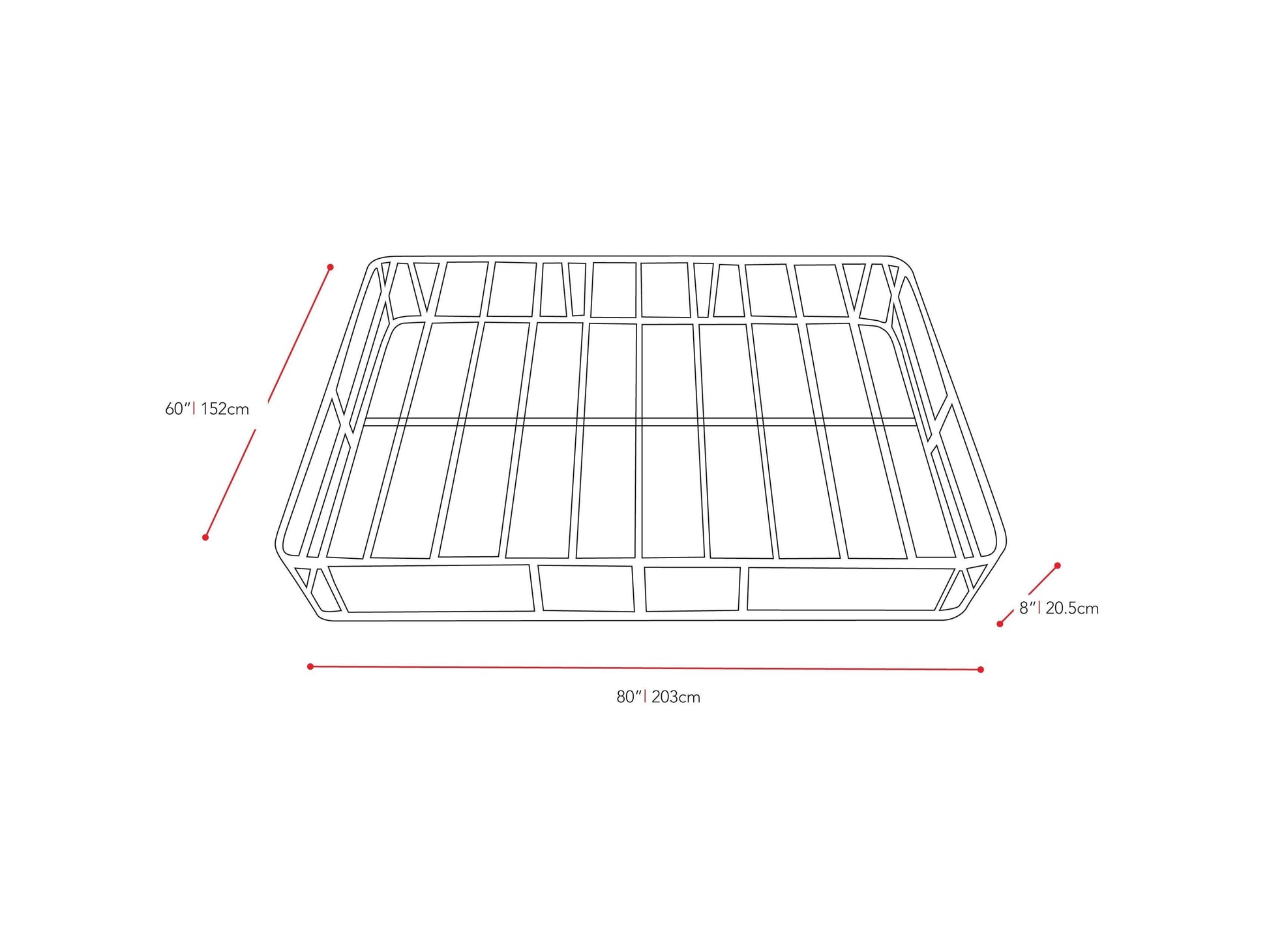 Queen Box Spring, Ready-to-Assemble measurements diagram by CorLiving