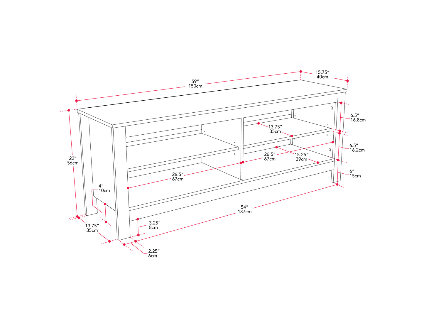 Black Media Console, TVs up to 75"