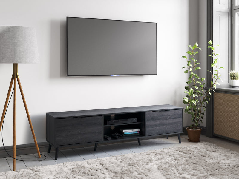 dark grey TV Bench - Open & Closed Storage, TVs up to 85" Cole Collection lifestyle scene by CorLiving