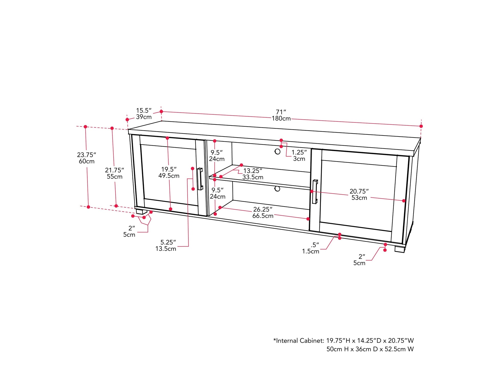 Dark grey TV stand with doors, designed for TVs up to 85 inches. Features sleek, modern design, smooth finish, and ample storage space for media devices and accessories.