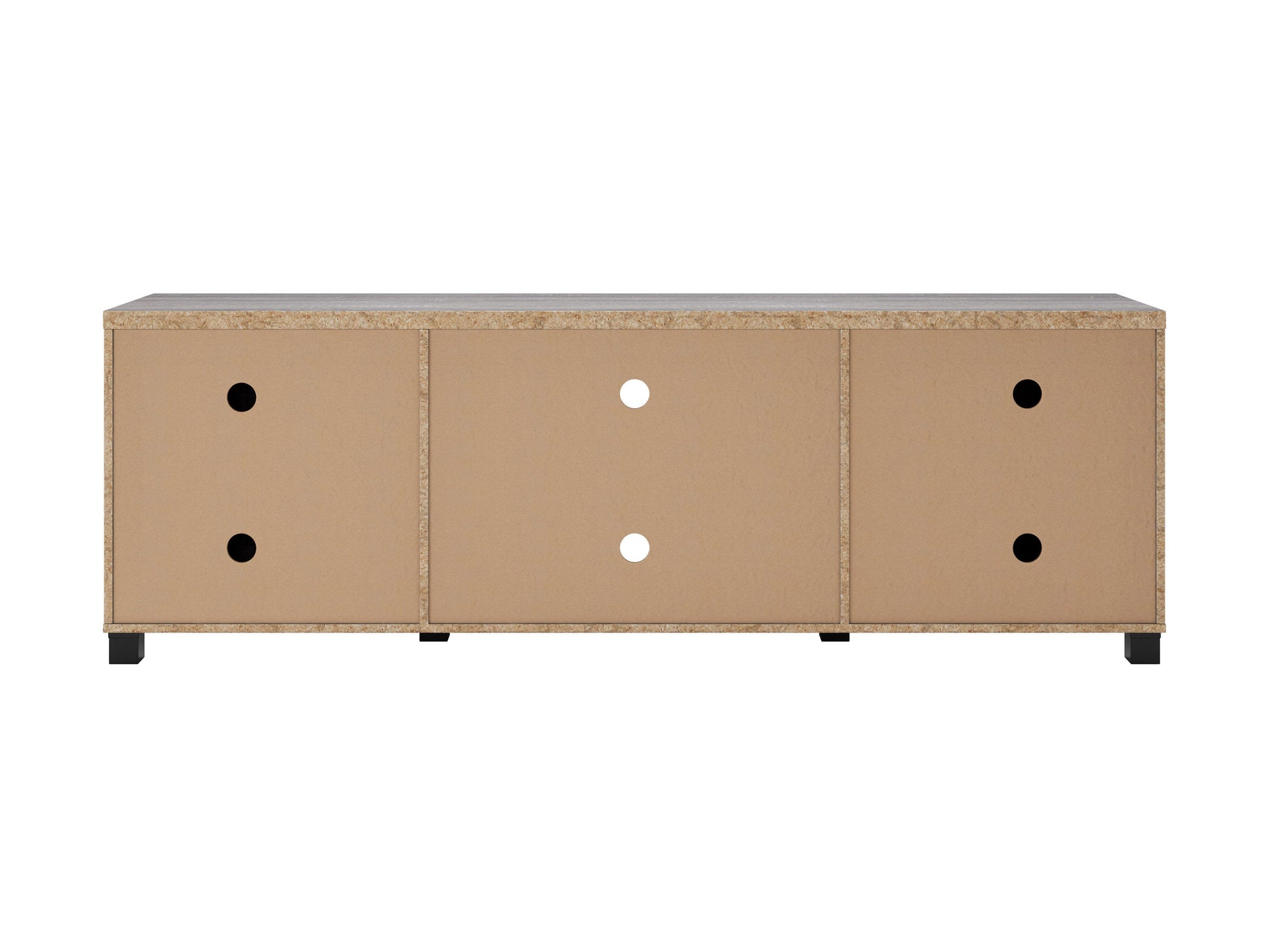 Dark grey TV stand with doors, designed for TVs up to 85 inches. Features sleek, modern design, smooth finish, and ample storage space for media devices and accessories.