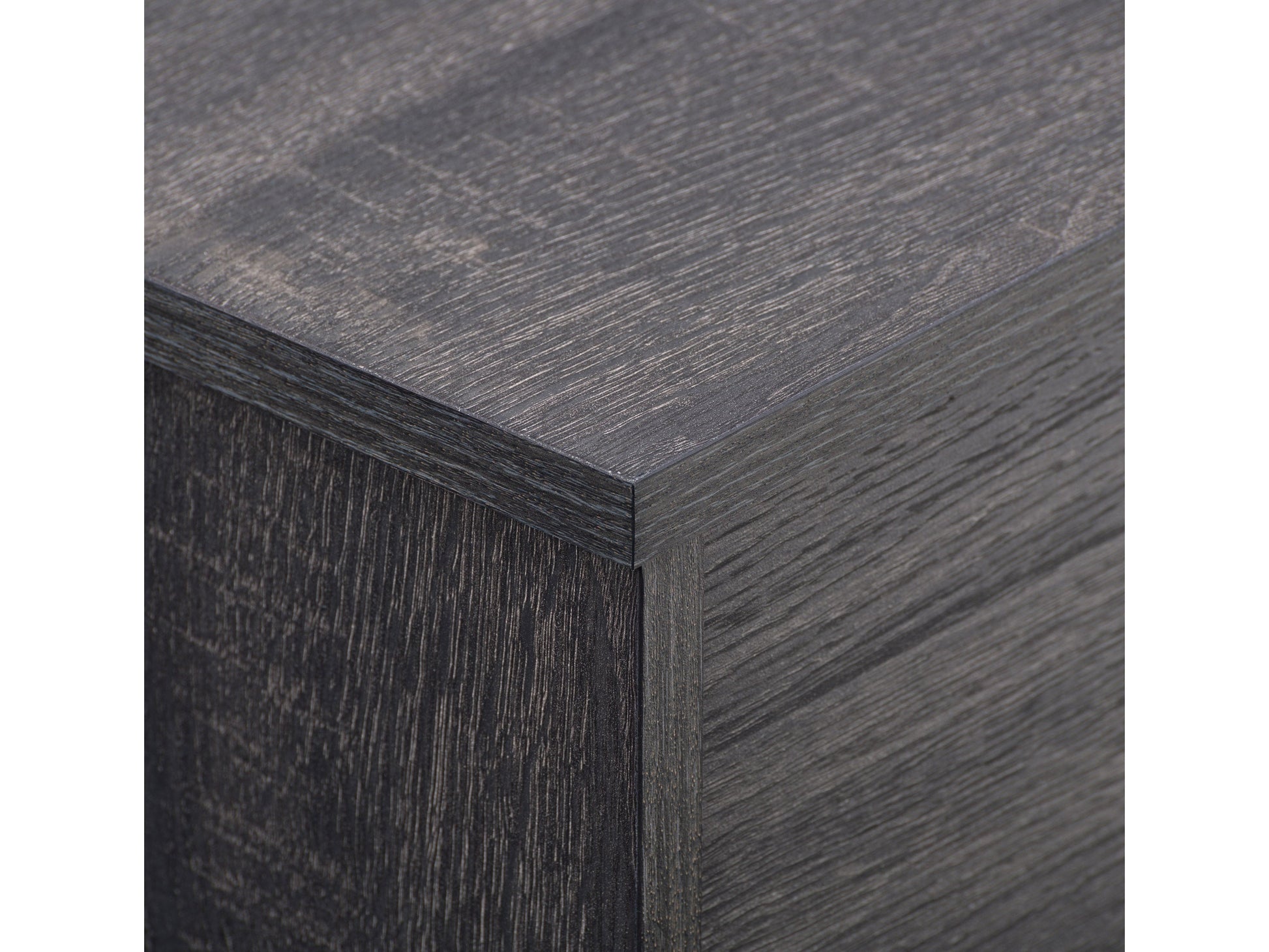 Dark grey modern TV stand for TVs up to 85 inches, featuring sleek lines, ample storage with open shelves and cabinets, made of high-quality wood and metal accents, perfect for contemporary living rooms.