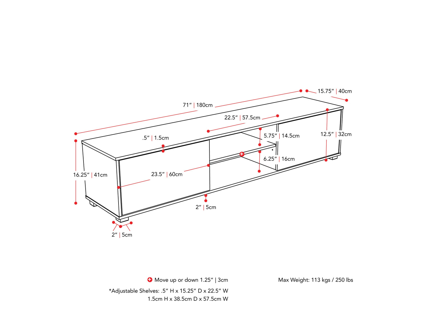 Modern black TV stand for TVs up to 85 inches, featuring sleek lines, minimalist design, and ample storage with open shelves and cabinets. Made of durable materials with a smooth finish.