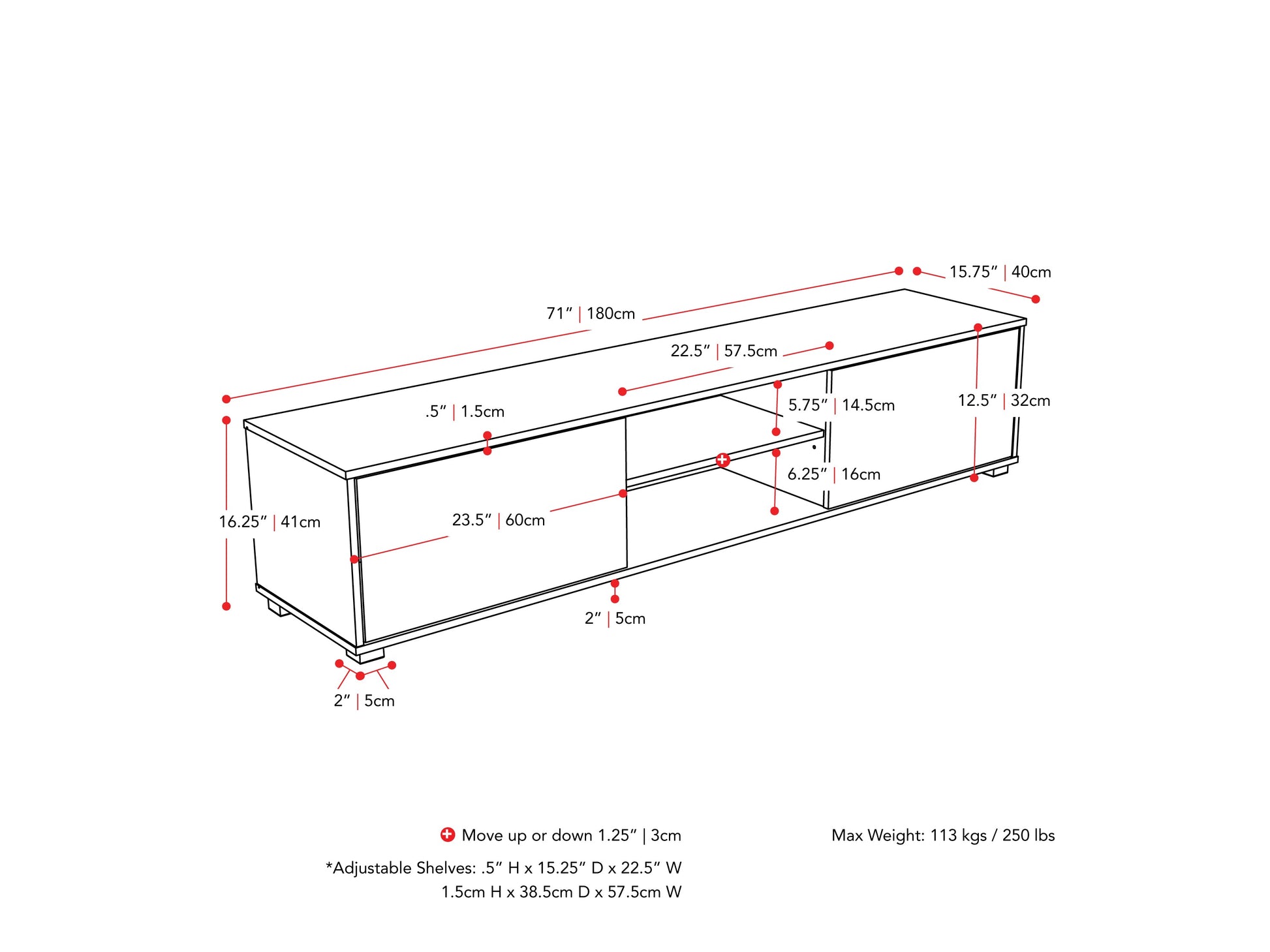 Modern black TV stand for TVs up to 85 inches, featuring sleek lines, minimalist design, and ample storage with open shelves and cabinets. Made of durable materials with a smooth finish.