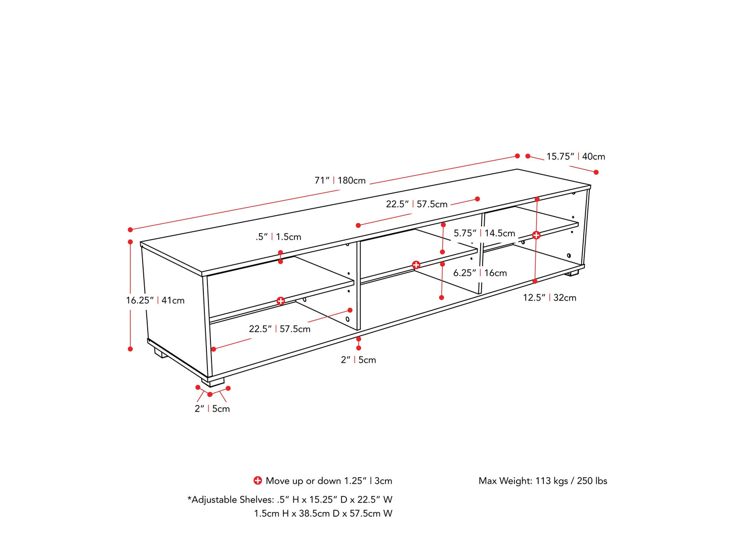 Modern brown TV stand for TVs up to 85 inches, featuring sleek lines, wood finish, open shelving, and two cabinets with metal handles for storage. Ideal for contemporary living rooms.