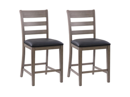 Counter height dining chairs set of 2 with white faux leather upholstery, black metal legs, and tufted backrest, perfect for modern kitchen or dining room decor.