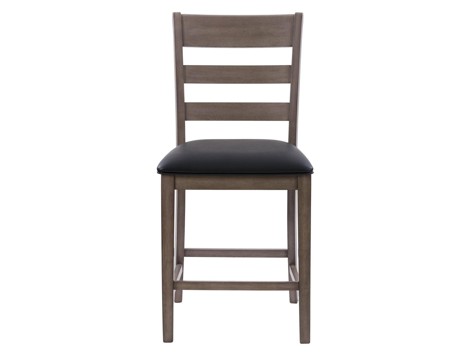 Set of 2 counter height dining chairs with cushioned seats, featuring a sleek black metal frame and beige fabric upholstery. Ideal for modern dining spaces and kitchen islands.