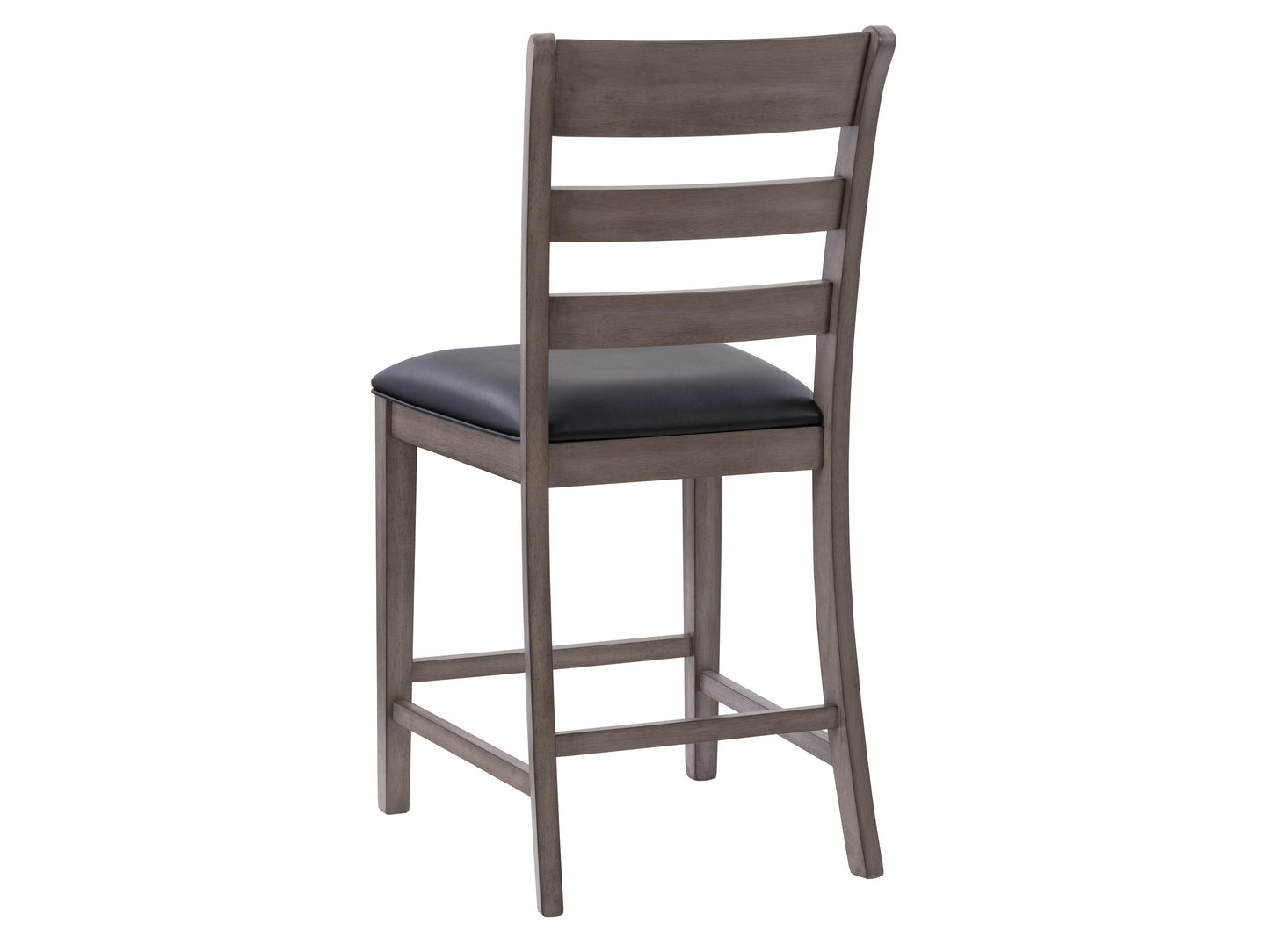 Modern counter height dining chairs set of 2 in sleek black metal frame with cushioned seat and backrest upholstered in grey fabric, featuring a minimalist design and sturdy construction for contemporary dining spaces.