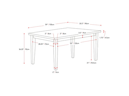 Grey wood counter height dining table with sleek rectangular design, sturdy legs, and smooth finish, perfect for modern dining rooms and kitchens.