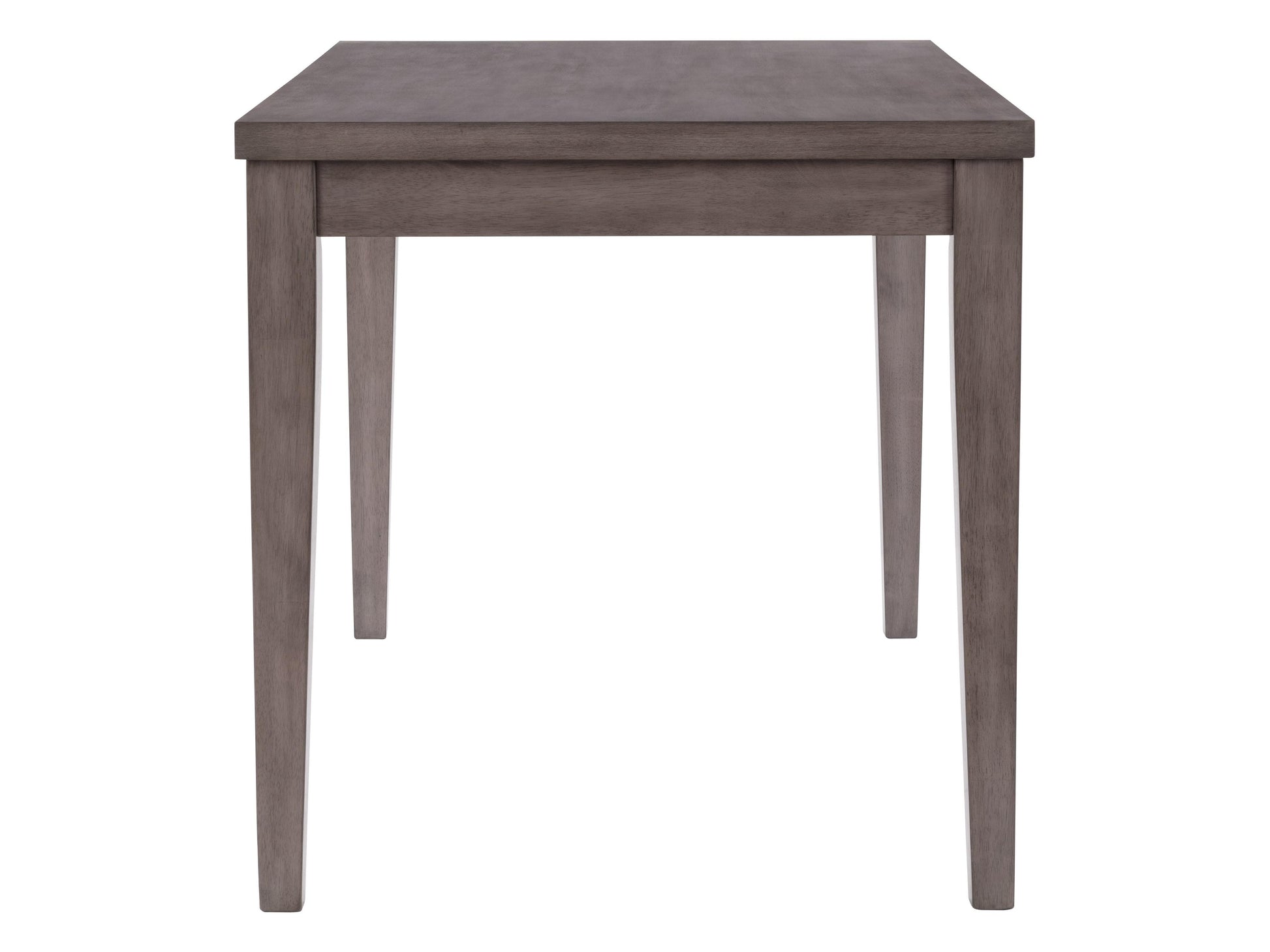 Grey wood counter height dining table with sleek rectangular design, smooth finish, and sturdy legs. Perfect for modern dining rooms or kitchen spaces, offering a contemporary look with durable construction.