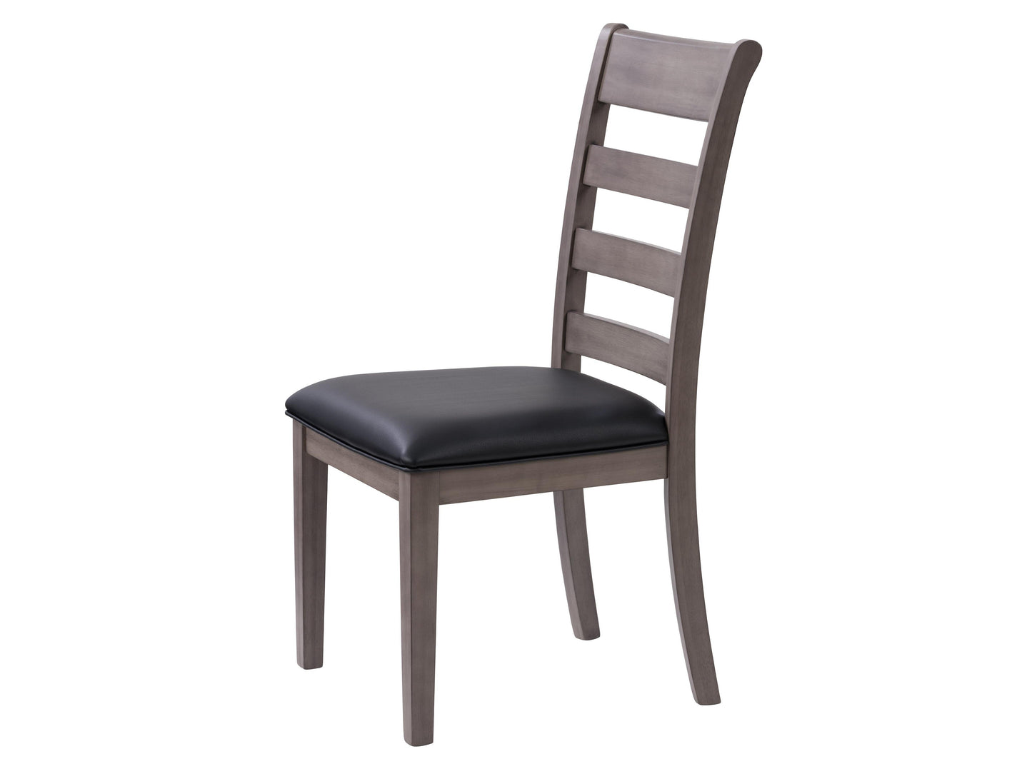 Set of 2 grey wood dining chairs with cushioned seats, featuring a sleek, modern design with vertical slat backs and sturdy wooden legs, perfect for contemporary dining rooms or kitchens.