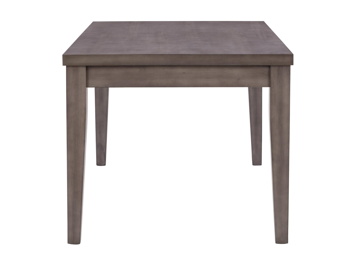 Modern wooden dining table with sleek, dark walnut finish, featuring a rectangular top and sturdy, minimalist black metal legs, perfect for contemporary dining rooms and kitchen spaces.