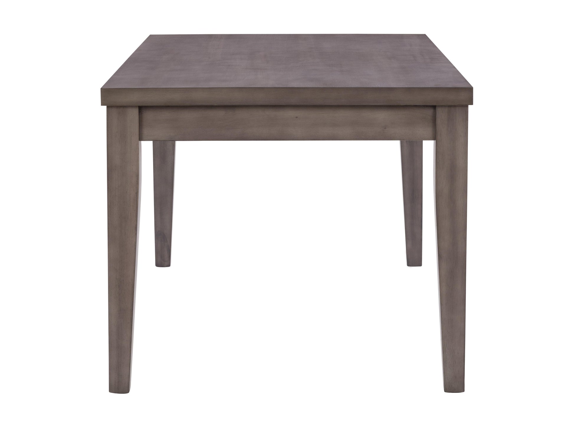 Modern wooden dining table with sleek, dark walnut finish, featuring a rectangular top and sturdy, minimalist black metal legs, perfect for contemporary dining rooms and kitchen spaces.