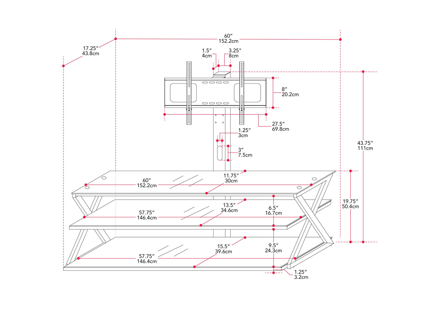 TV Stand with Mount, TVs up to 65"