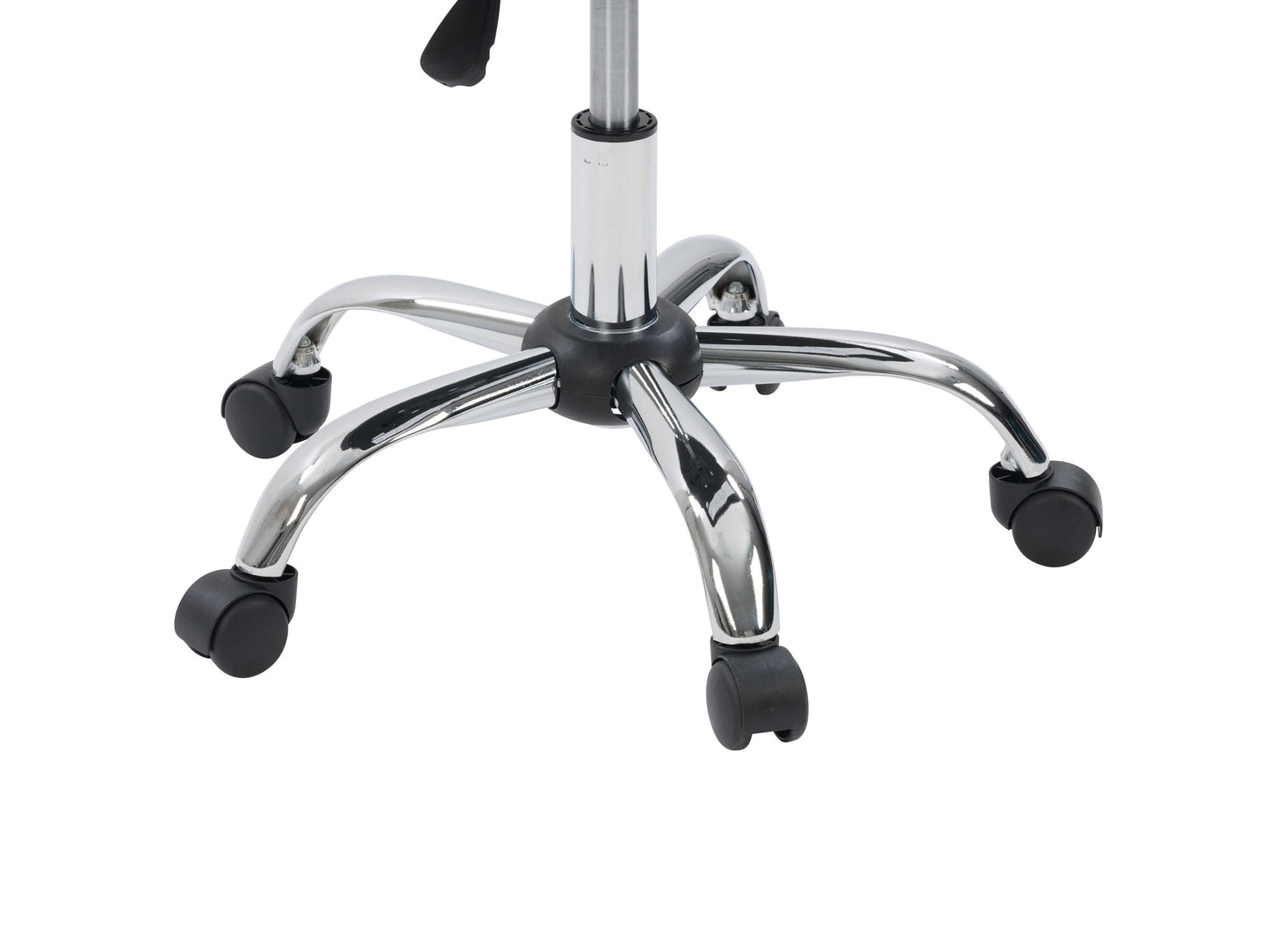Dark grey armless task chair featuring a cushioned seat and backrest with sleek, modern design, perfect for office use. Upholstered in durable fabric, supported by a sturdy metal base with smooth-rolling casters.
