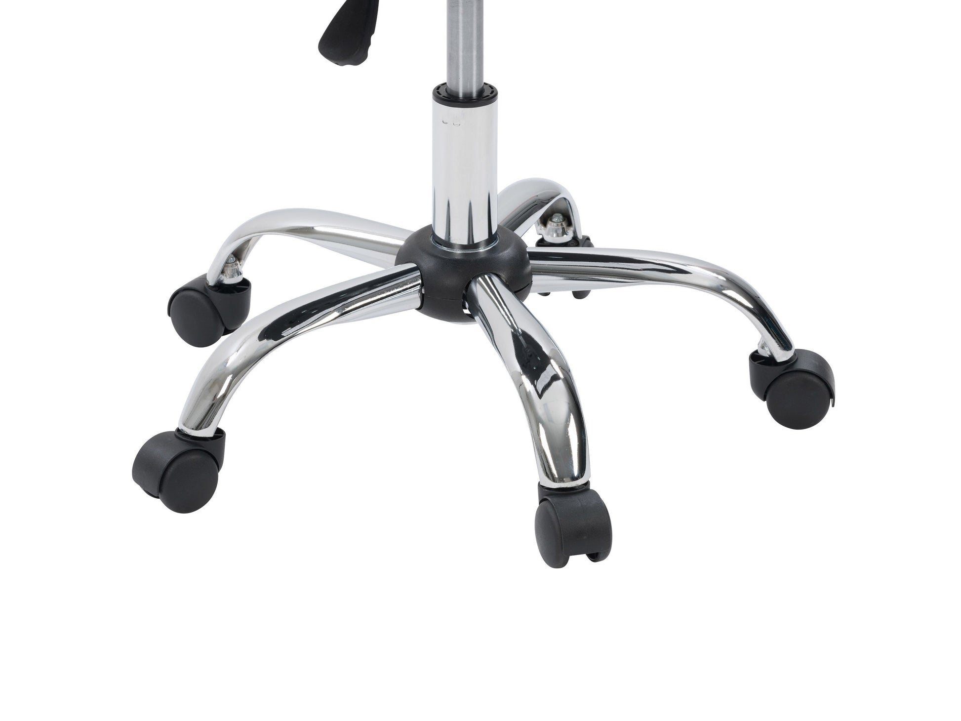 Dark grey armless task chair featuring a cushioned seat and backrest with sleek, modern design, perfect for office use. Upholstered in durable fabric, supported by a sturdy metal base with smooth-rolling casters.