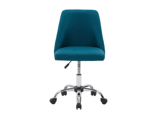 Dark blue armless task chair with ergonomic design, breathable mesh backrest, cushioned seat, and adjustable height; ideal for office or home workspace.