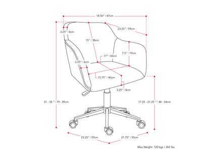 Grey office task chair with arms, ergonomic design, mesh backrest, padded seat, adjustable height, and swivel base. Ideal for home office or workspace, providing comfort and support during long working hours.