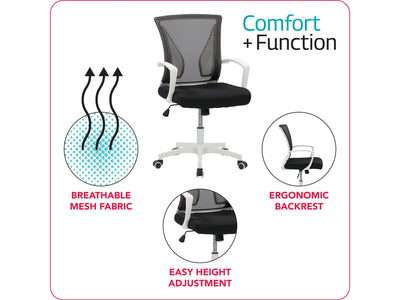 black Mesh Task Chair Cooper Collection infographic by CorLiving#color_cooper-black-on-white