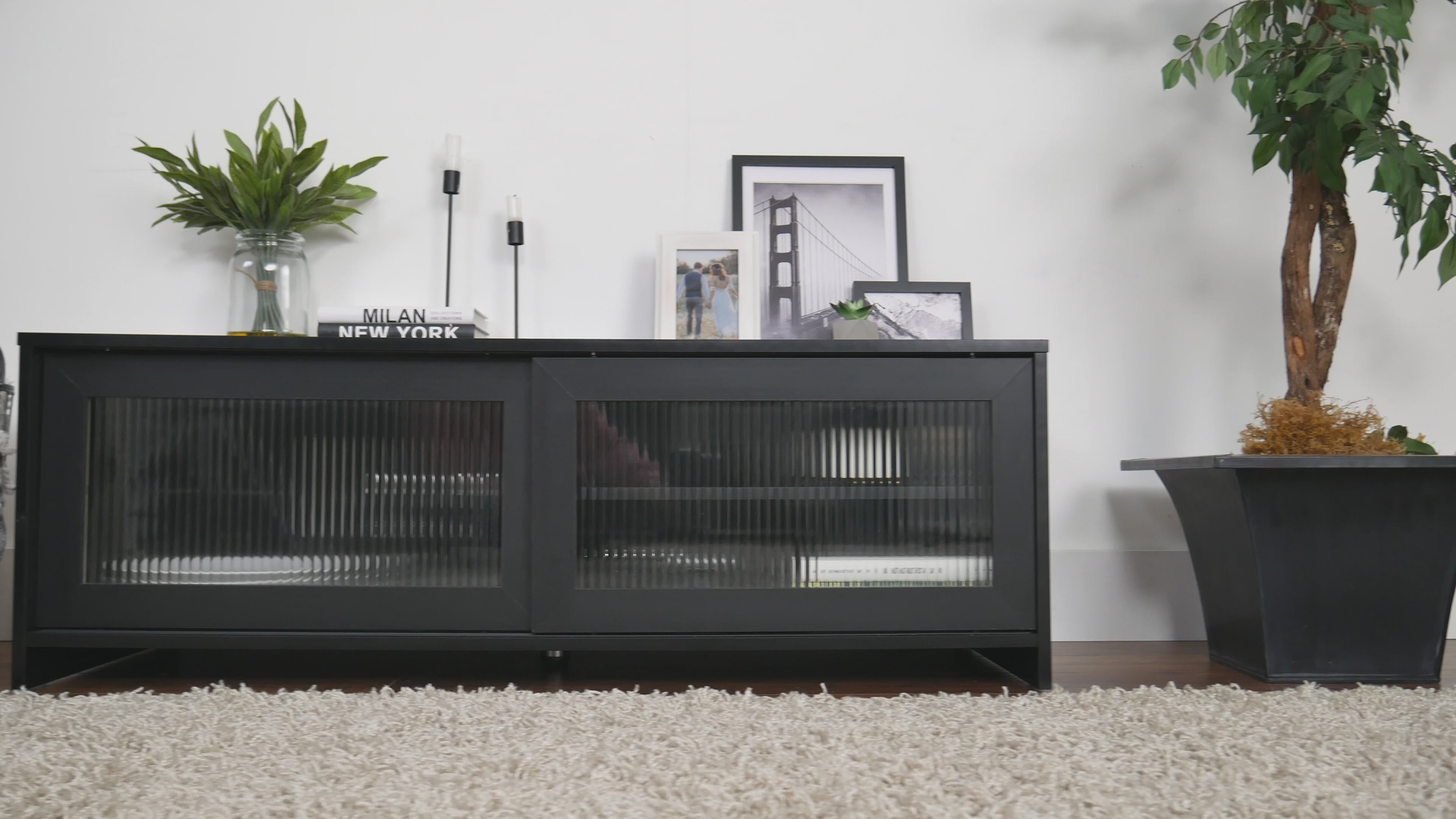 Ellis Fluted Glass TV Stand - FINAL SALE ITEM – CorLiving