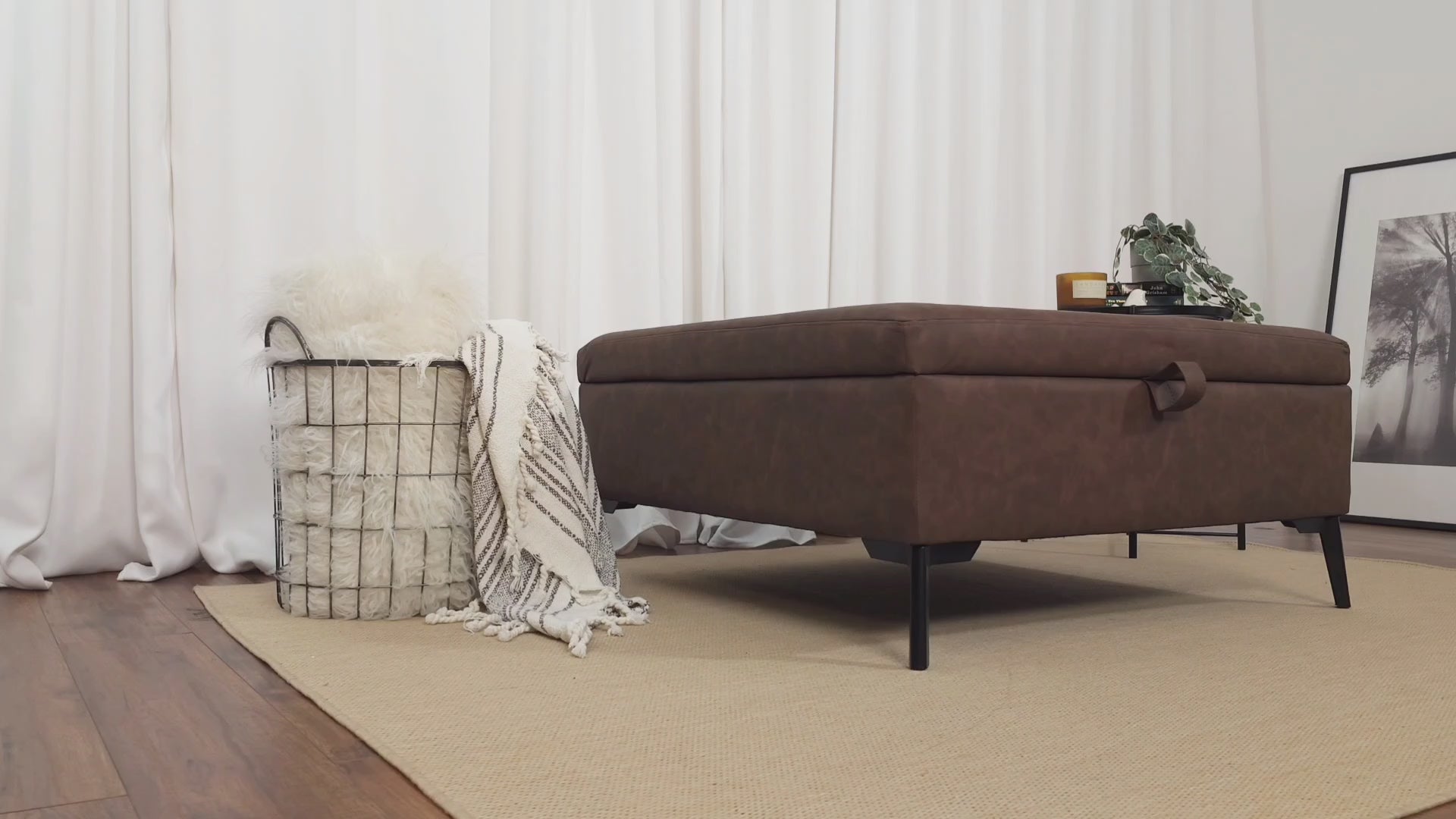 Load video: Oslo Grey Square Storage Ottoman Product Video