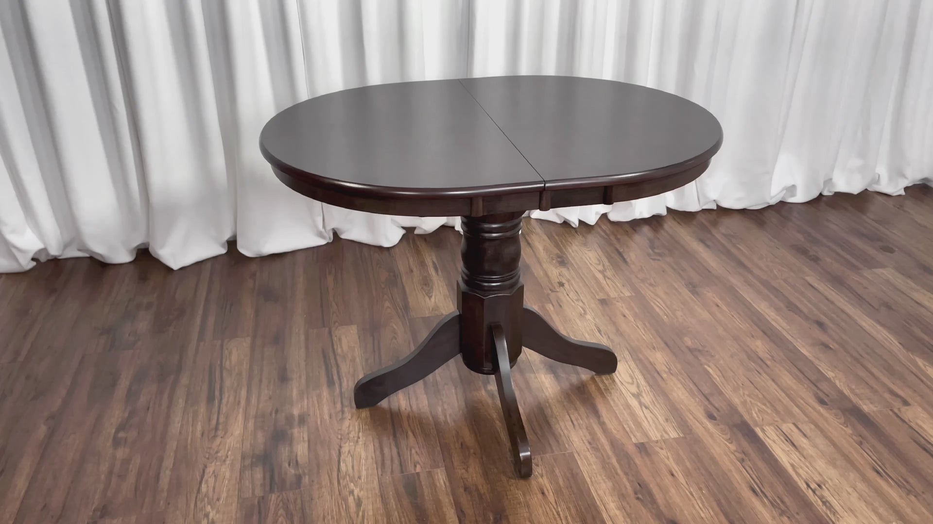 Load video: Dillon Dark Brown and Cream Extendable Oval Dining Set, 5pc Product Video