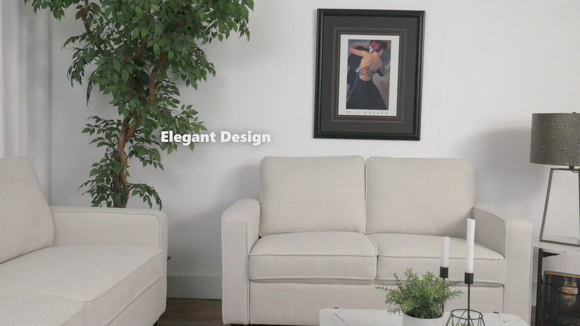 Load video: Georgia Cream Mid-Century Modern 2 Seater Loveseat Product Video