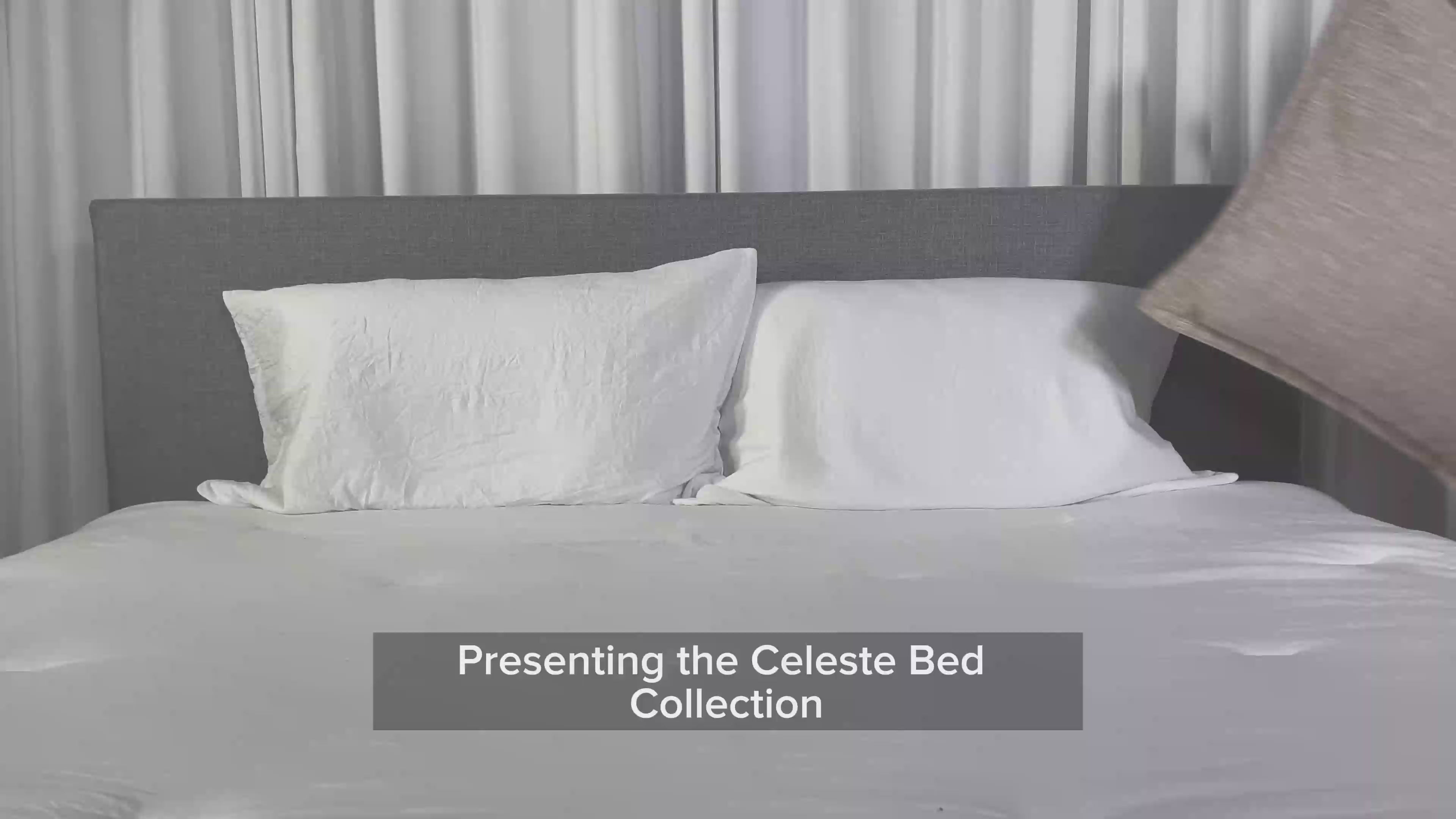 Load video: Celeste Grey Modern Queen Bed Product Video