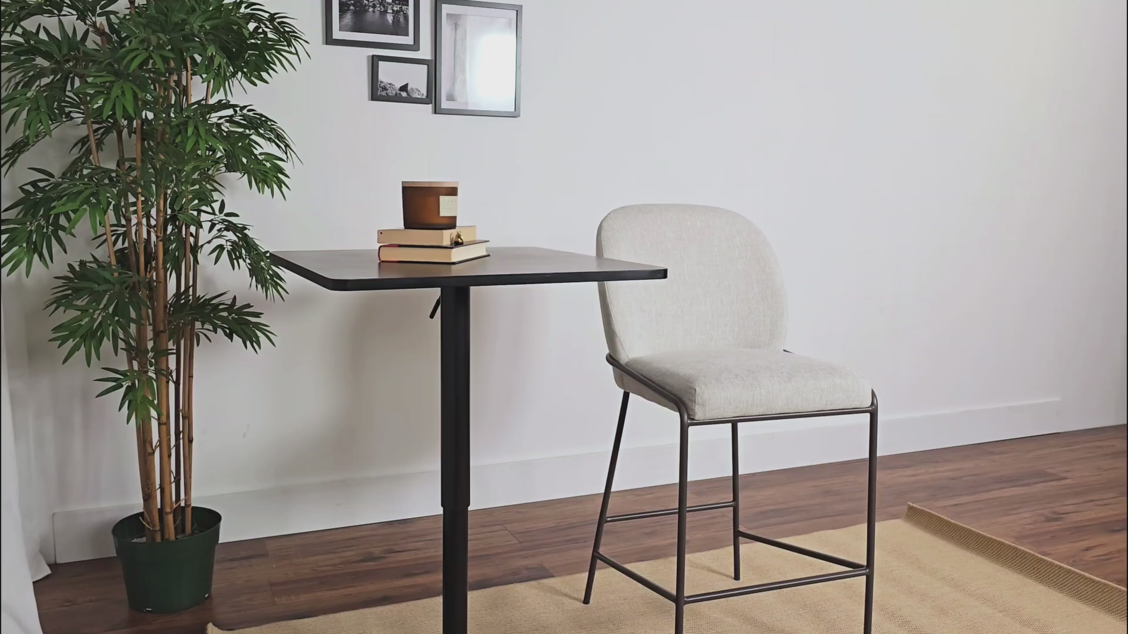 Load video: Blakeley Light Grey Modern Bar Stool Product Video