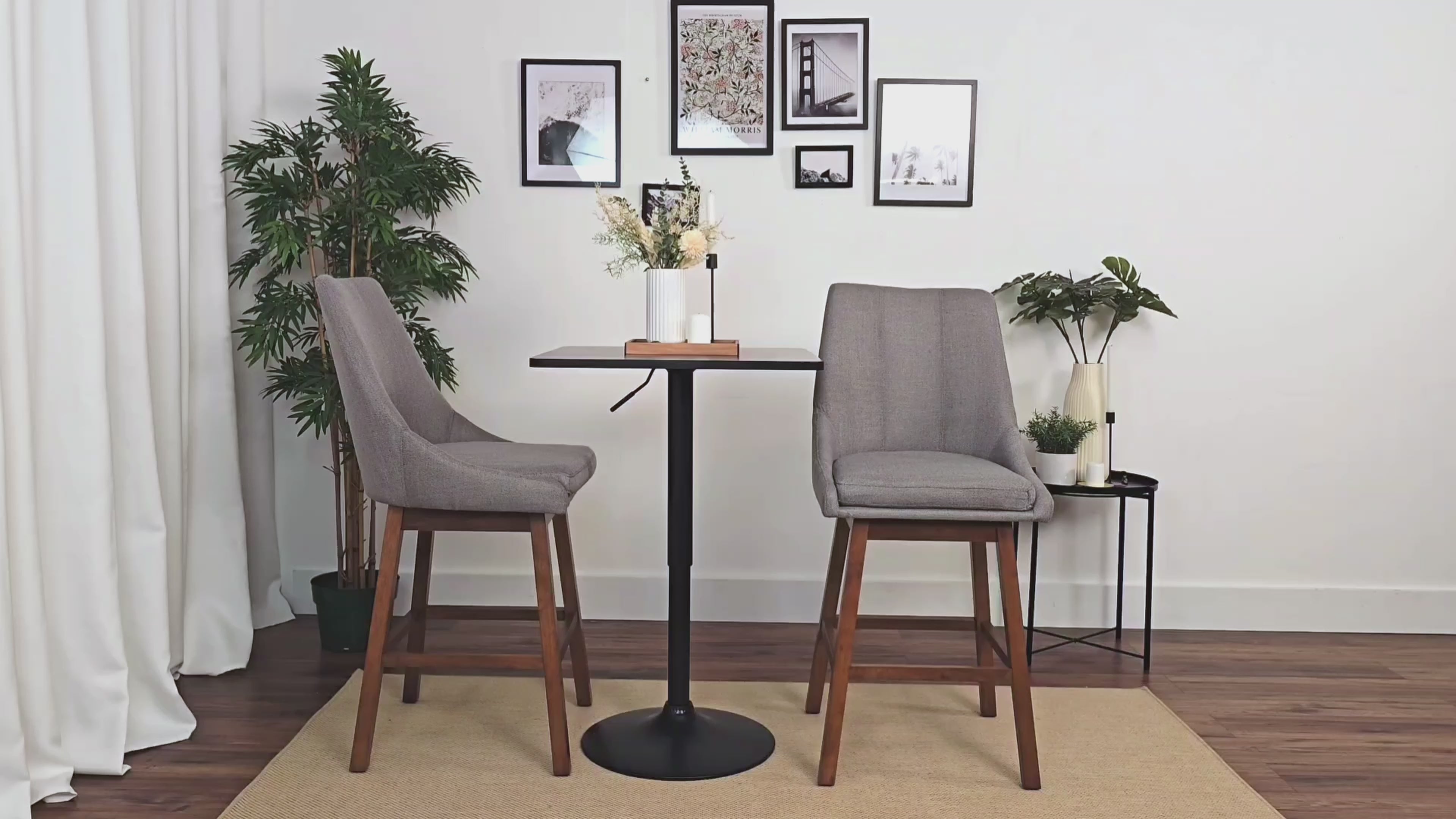 Load video: Avalon Light Grey Modern Bar Stools Product Video