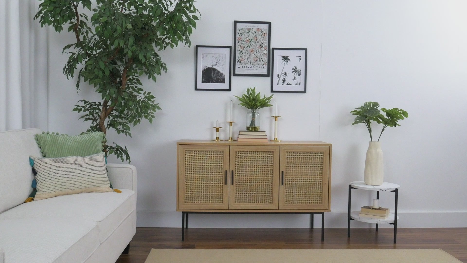 Load video: Emmett Light Brown Wood Sideboard Buffet Product Video