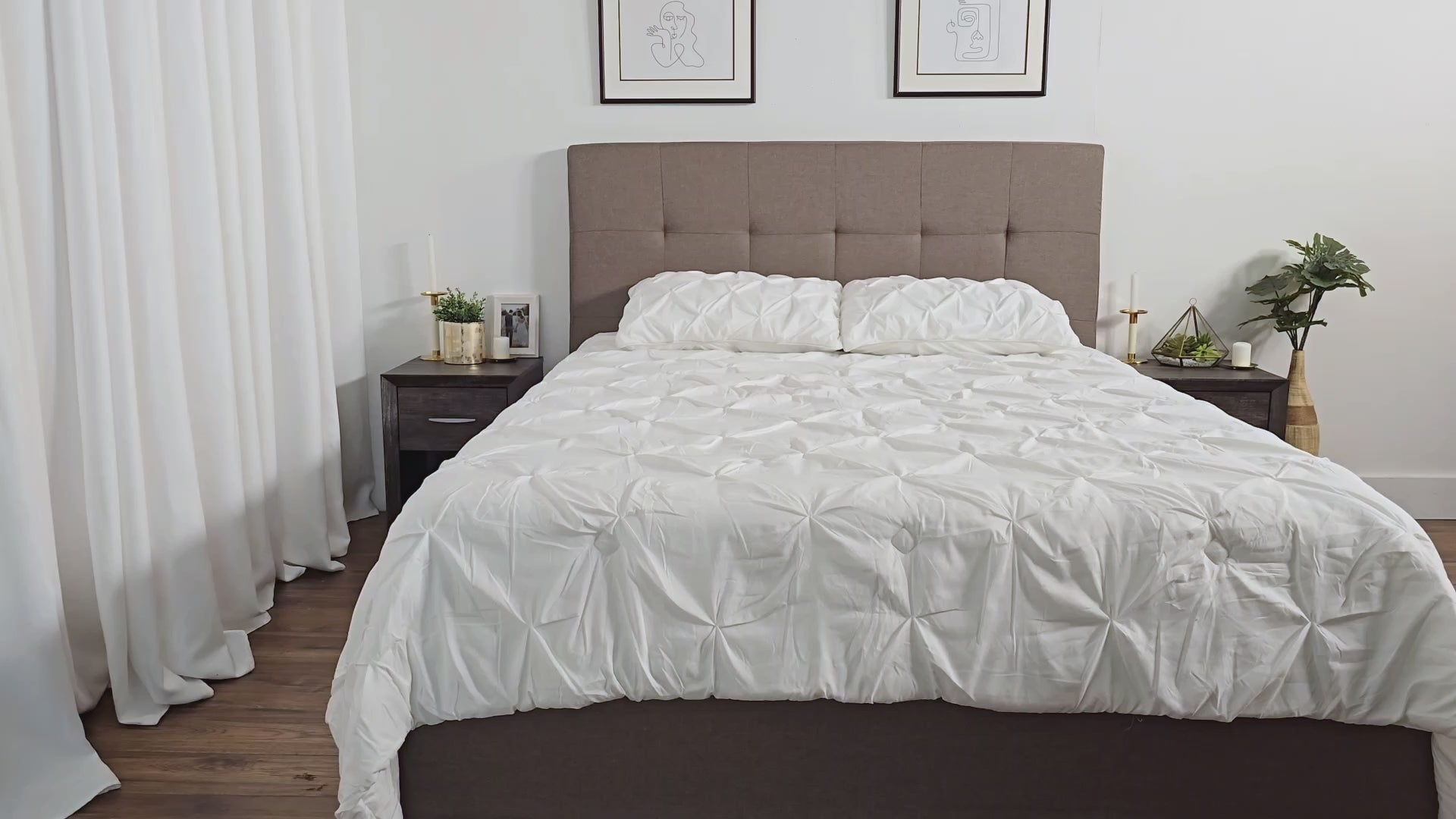 Load video: Monroe Warm Stone Tufted Single Fabric Bed Product Video