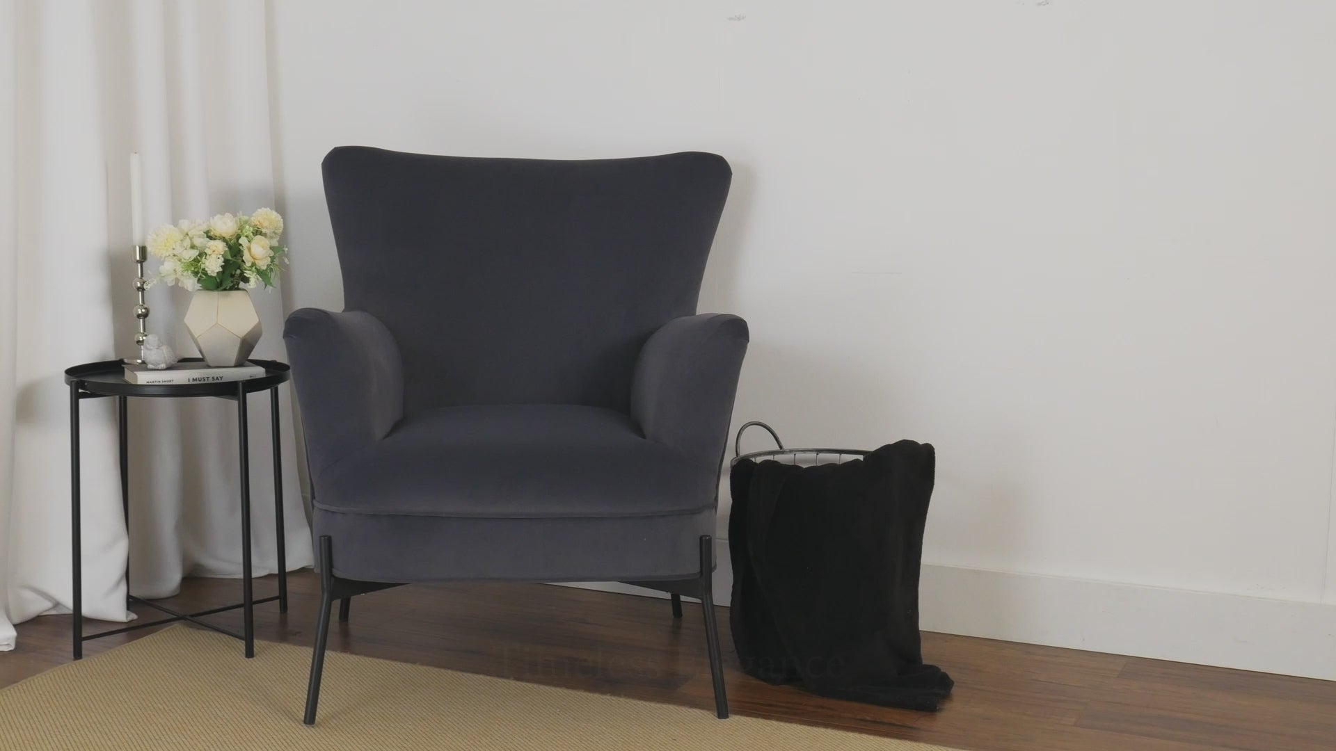 Load video: Eliana Grey Modern Wingback Chair Product Video