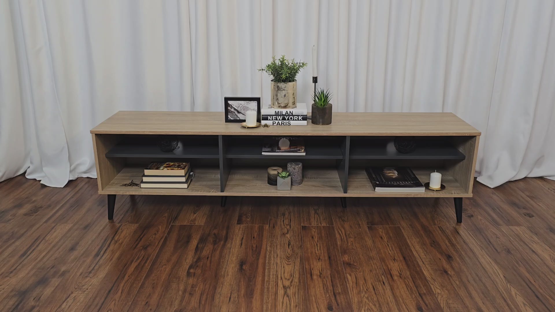 Light Wood TV Bench, TVs up to 85