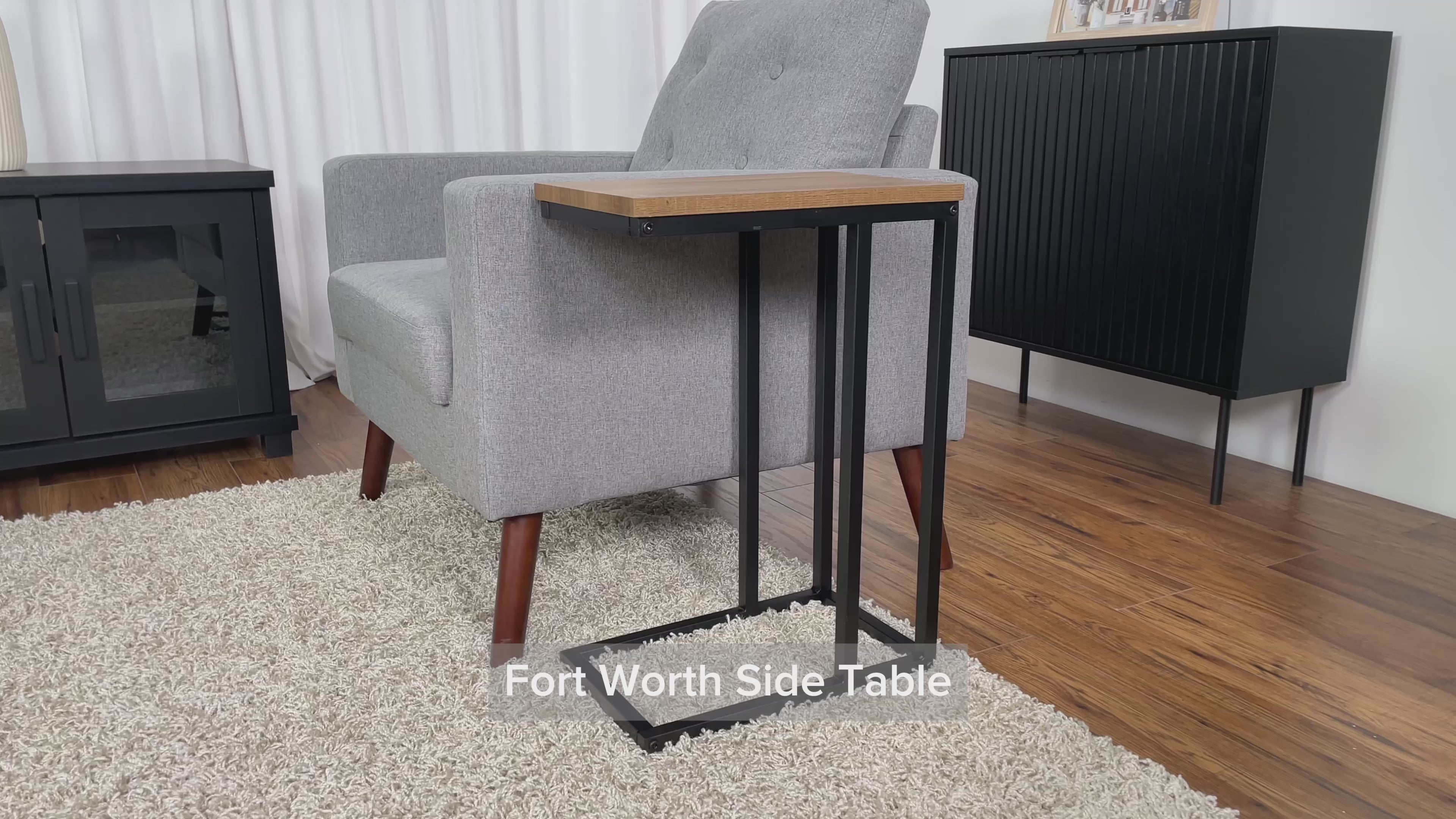 Load video: Fort Worth Brown Wood Narrow Side Table Product Video