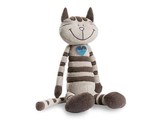 Gray mid-century modern sofa with tufted backrest, wooden legs, and soft linen upholstery. Ideal for living rooms, this stylish couch features a sleek design, durable construction, and comfortable seating for three.