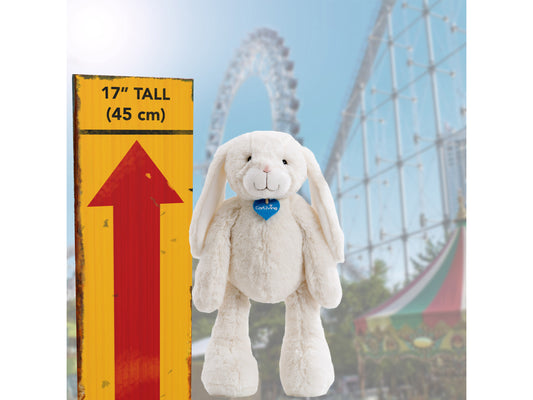 Soft and cuddly gray plush rabbit with floppy ears, white belly, and pink nose. Made from high-quality, child-safe materials. Ideal for kids and collectors. Perfect gift for Easter or as a comforting bedtime companion.