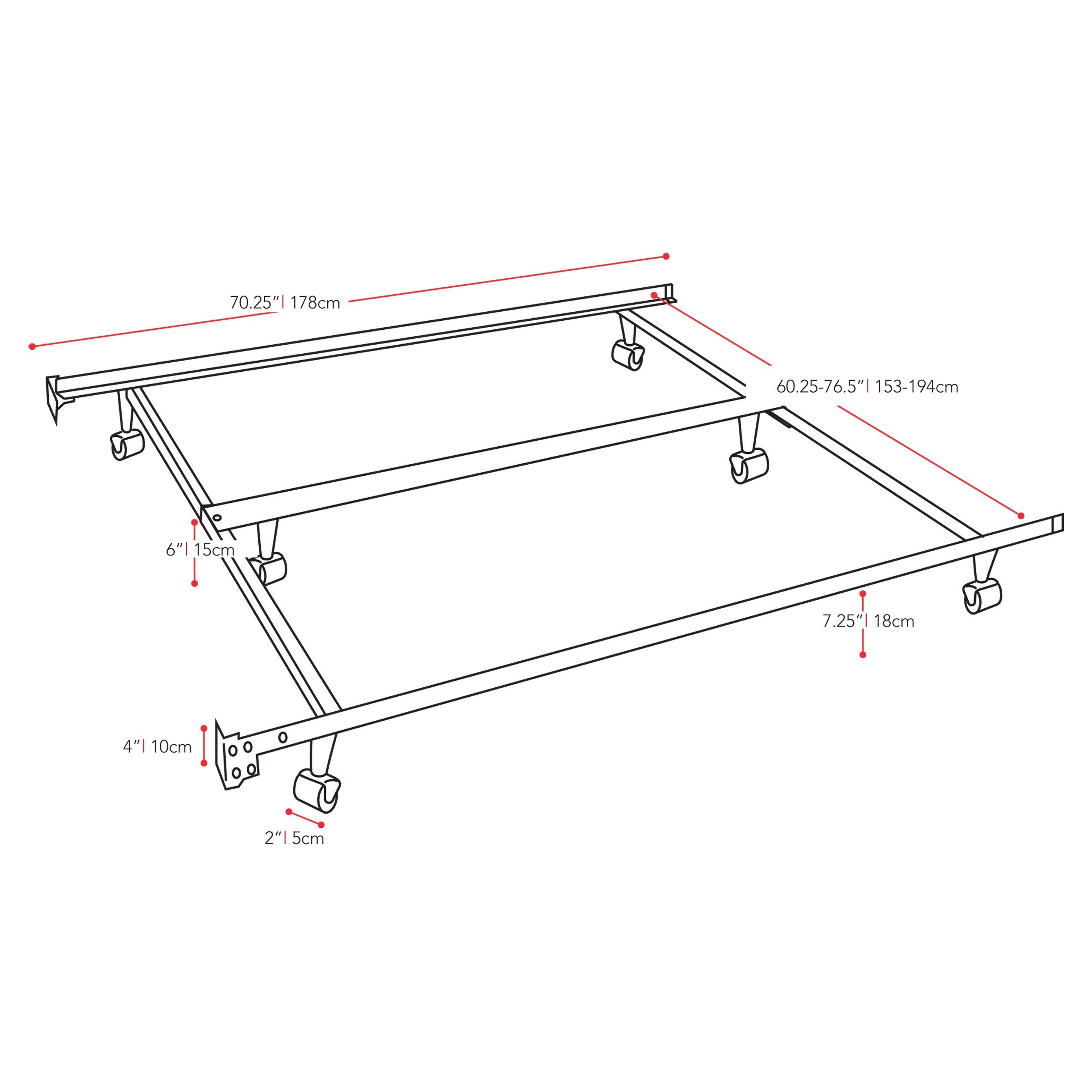 Adjustable Metal Bed Frame, Queen / King measurements diagram by CorLiving