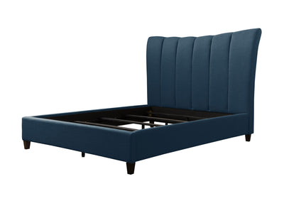 navy blue Channel Tufted King Bed Rosewell Collection product image by CorLiving#color_navy-blue