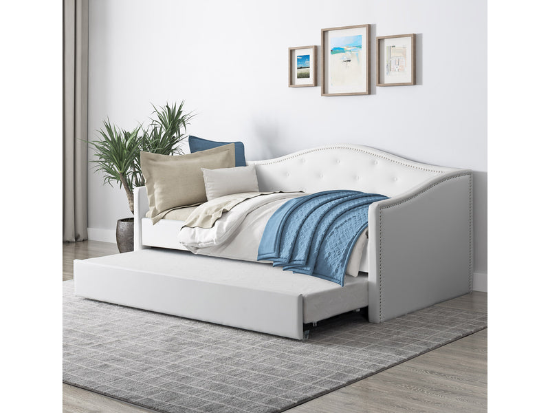 white Twin Pull Out Bed Amara Collection lifestyle scene by CorLiving