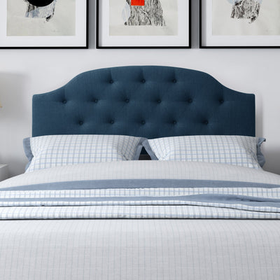navy blue Diamond Tufted Headboard, Full / Double Calera Collection lifestyle scene by CorLiving#color_navy-blue