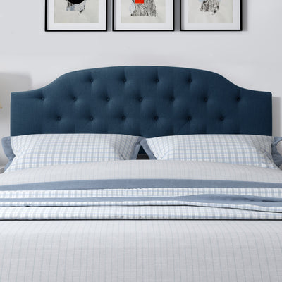 navy blue Diamond Tufted Headboard, King Calera Collection lifestyle scene by CorLiving#color_navy-blue