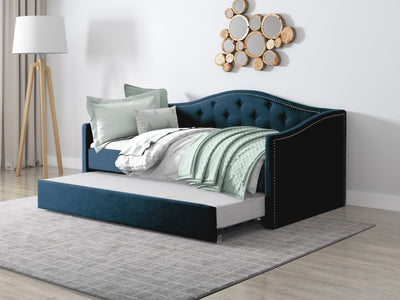 navy blue Twin Daybed with Trundle Amara Collection lifestyle scene by CorLiving#color_navy-blue