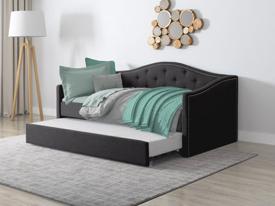 dark grey Twin Daybed with Trundle Amara Collection lifestyle scene by CorLiving#color_dark-grey