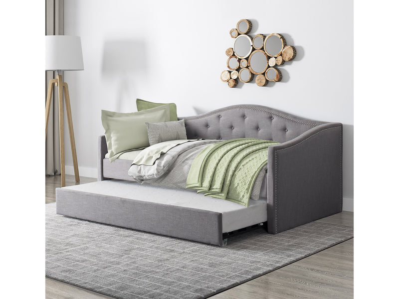 grey Twin Daybed with Trundle Amara Collection lifestyle scene by CorLiving