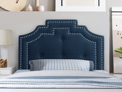 navy blue Padded Headboard, Twin / Single Aspen Collection lifestyle scene by CorLiving#color_navy-blue