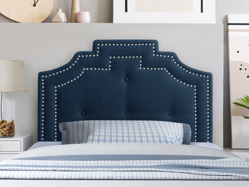 navy blue Padded Headboard, Twin / Single Aspen Collection lifestyle scene by CorLiving